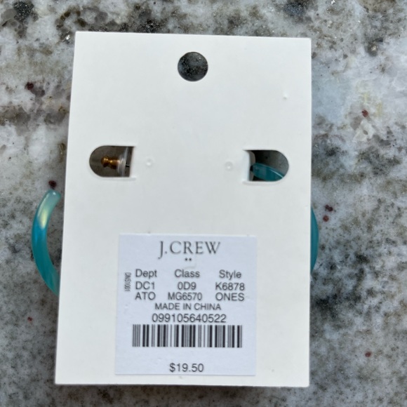 New with tags J. Crew hypoallergenic hoop earrings in beautiful turquoise blue - Picture 2 of 3